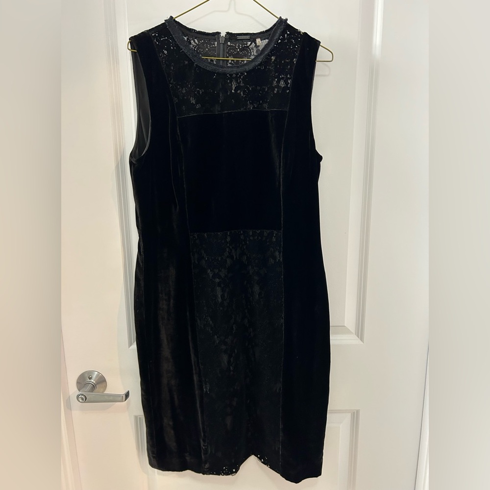Eli Tahari Black Velvet Lace Dress
